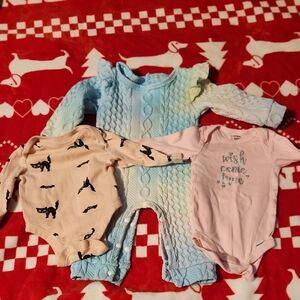 Old Navy Pink and Blue Bodysuit Trio